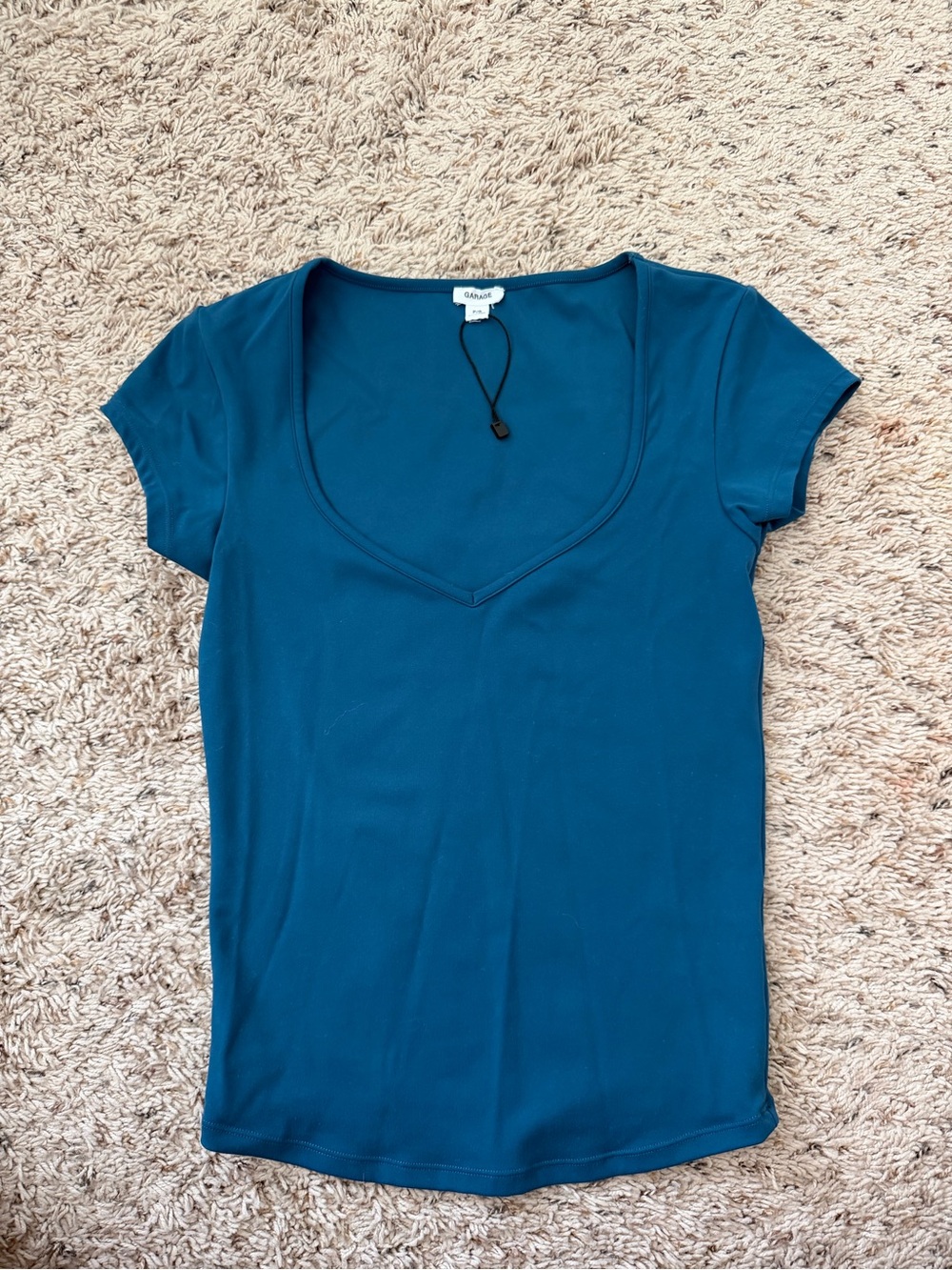Garage Blue Scoop Neck Short Sleeve Tee - Size S